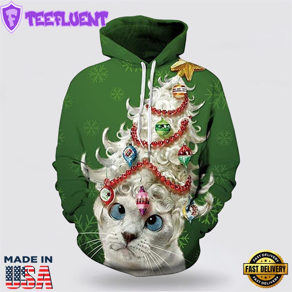 Lady Cat Christmas All Over Print 3D Hoodie For Men And Women
