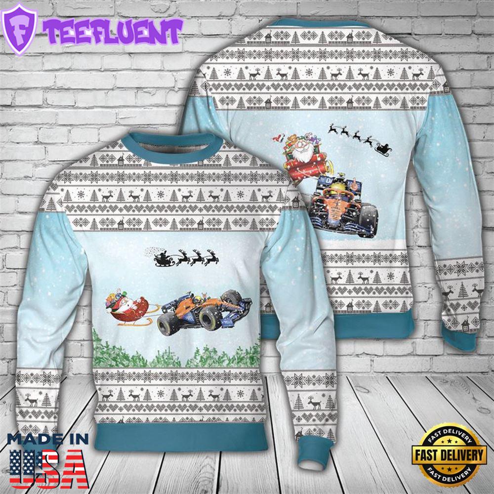 Lando Norris McLaren Santa Formula Motor Racing Ugly Christmas Sweater For Men Women