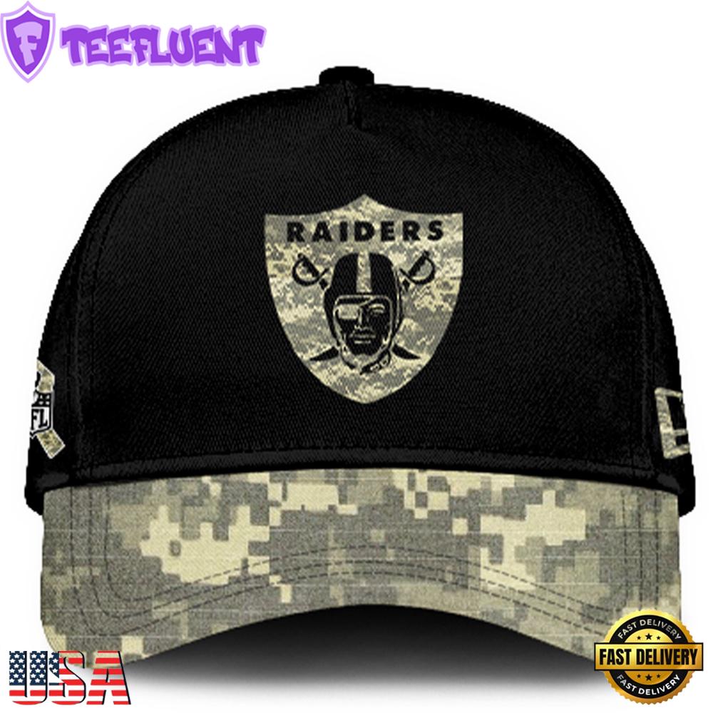 Las Vegas Raiders 2024 Salute to Service Club Black Camo Cap Gift For Veteran