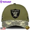 Las Vegas Raiders 2024 Salute to Service Club Green Camo Cap Gift For Veteran