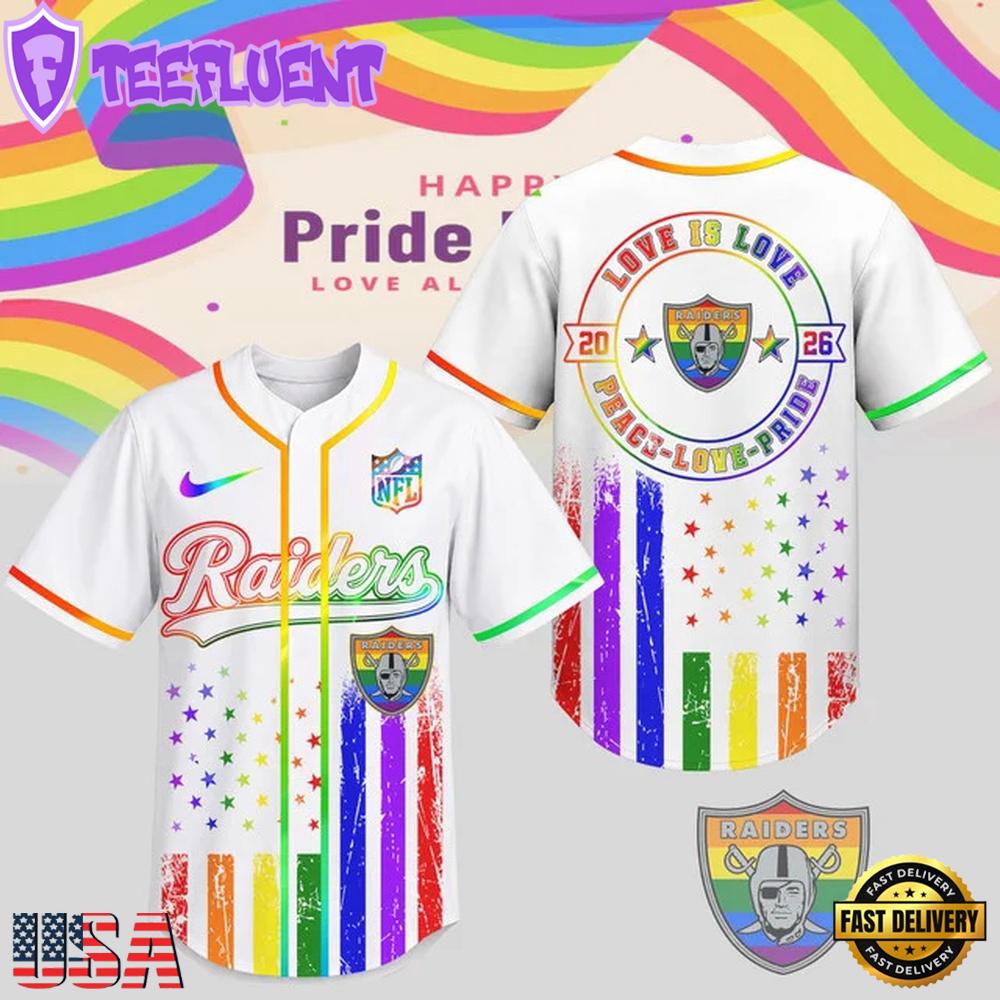 Las Vegas Raiders 2026 NFL Pride Love Limited Edition Baseball Jersey