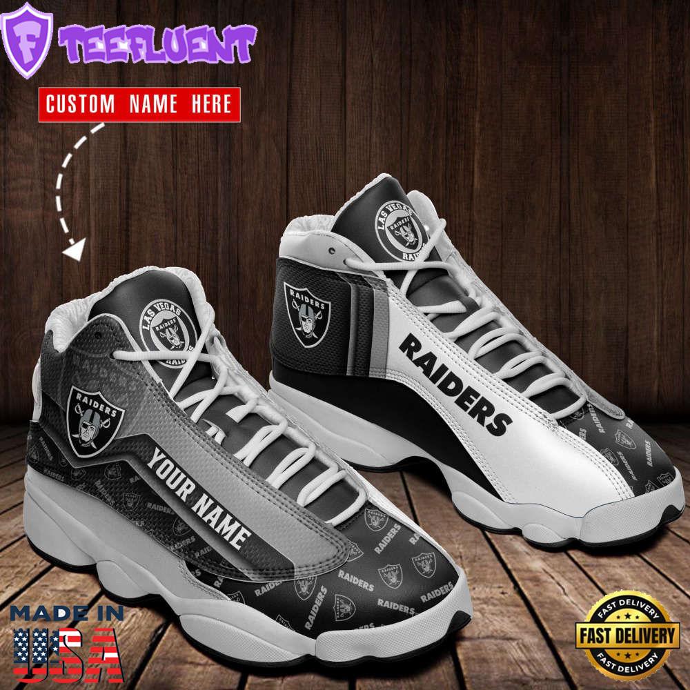 Las Vegas Raiders Custom Name Air Jordan 13 Sneakers