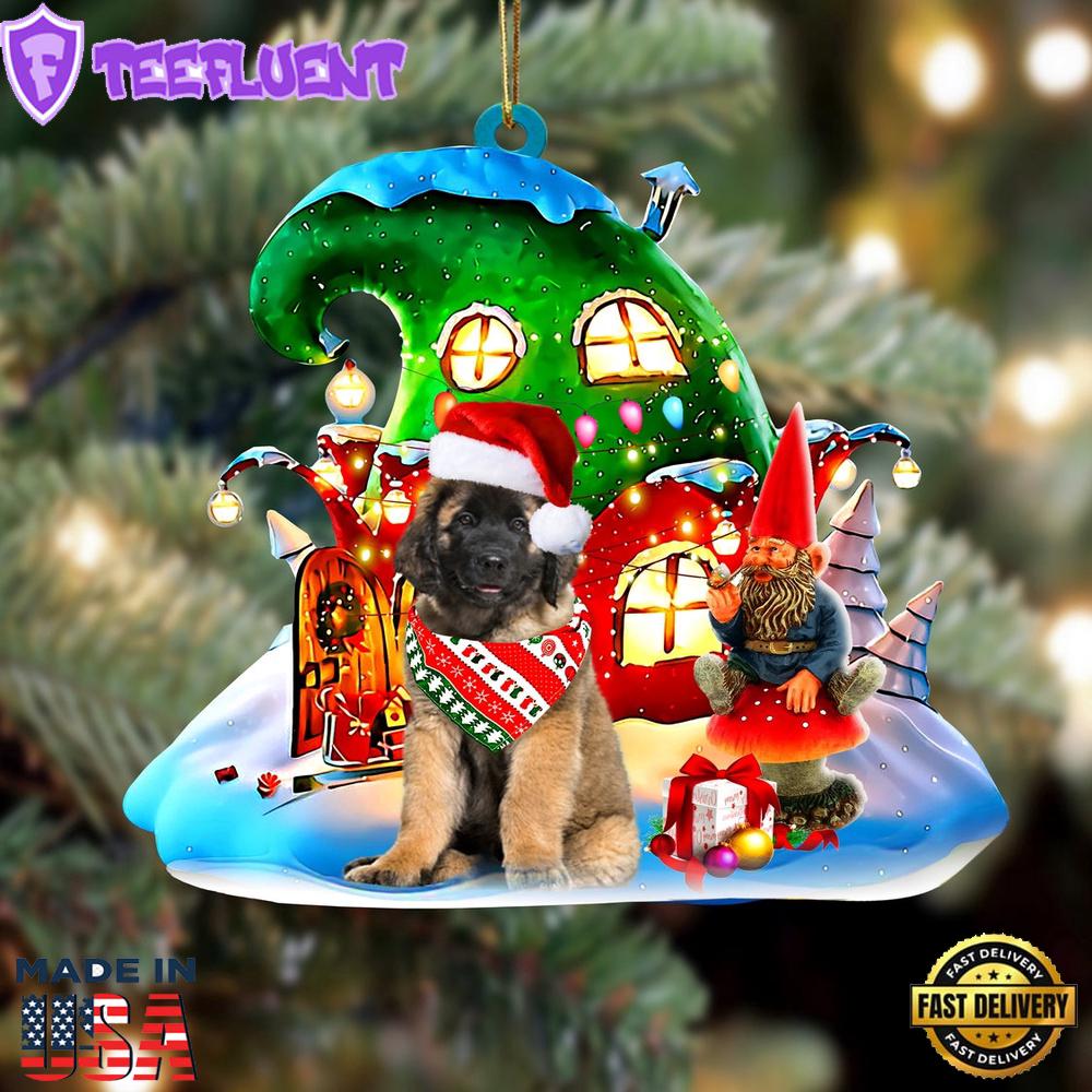 Leonberger With Rudolph's House Christmas Ornament, Gift For Christmas