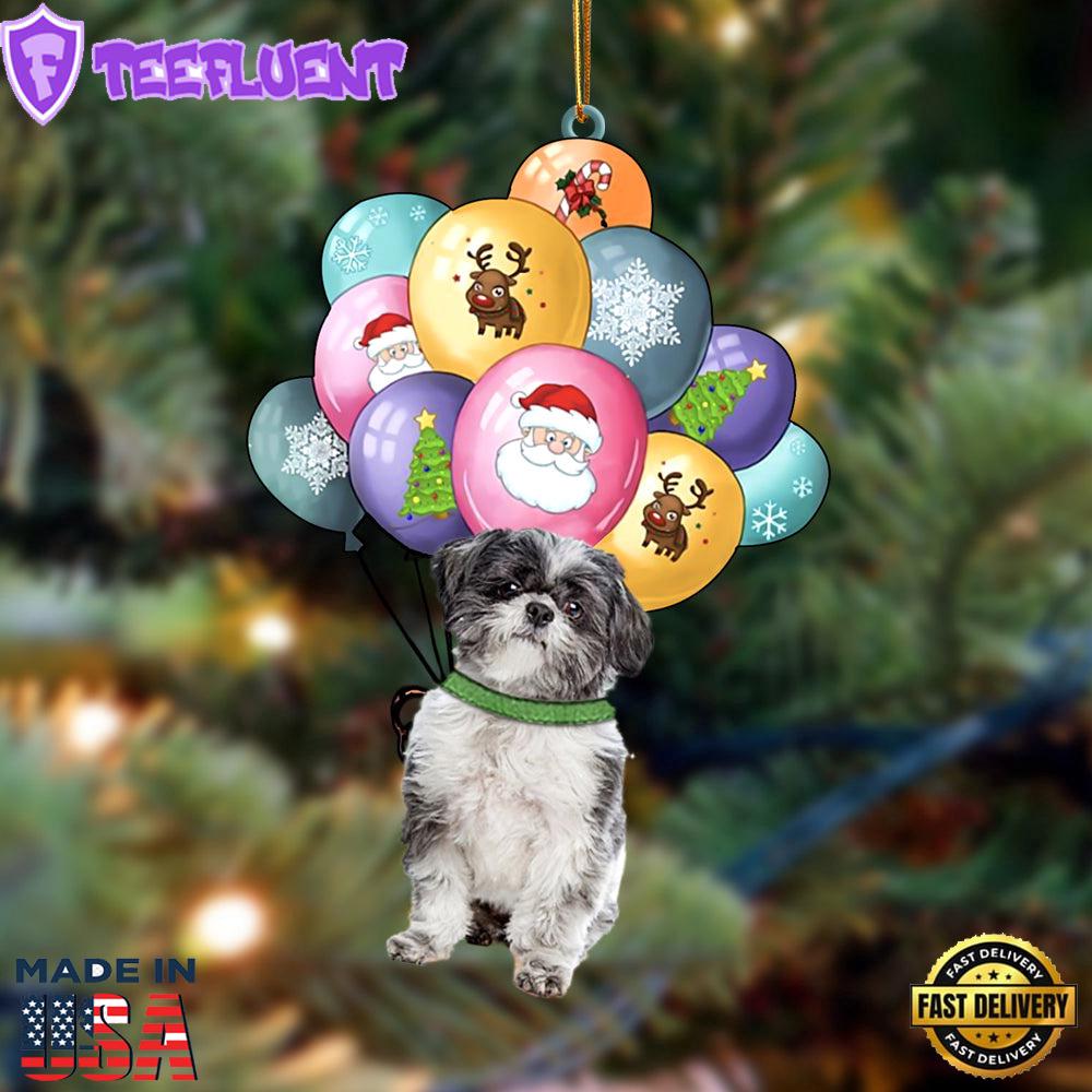 Lhasa Apso With Balloons Christmas Ornament, Gift For Christmas
