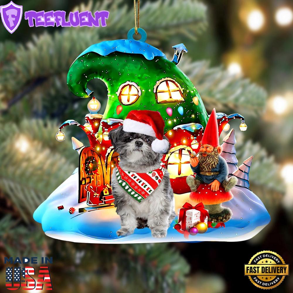 Lhasa Apso With Rudolph's House Christmas Ornament, Gift For Christmas