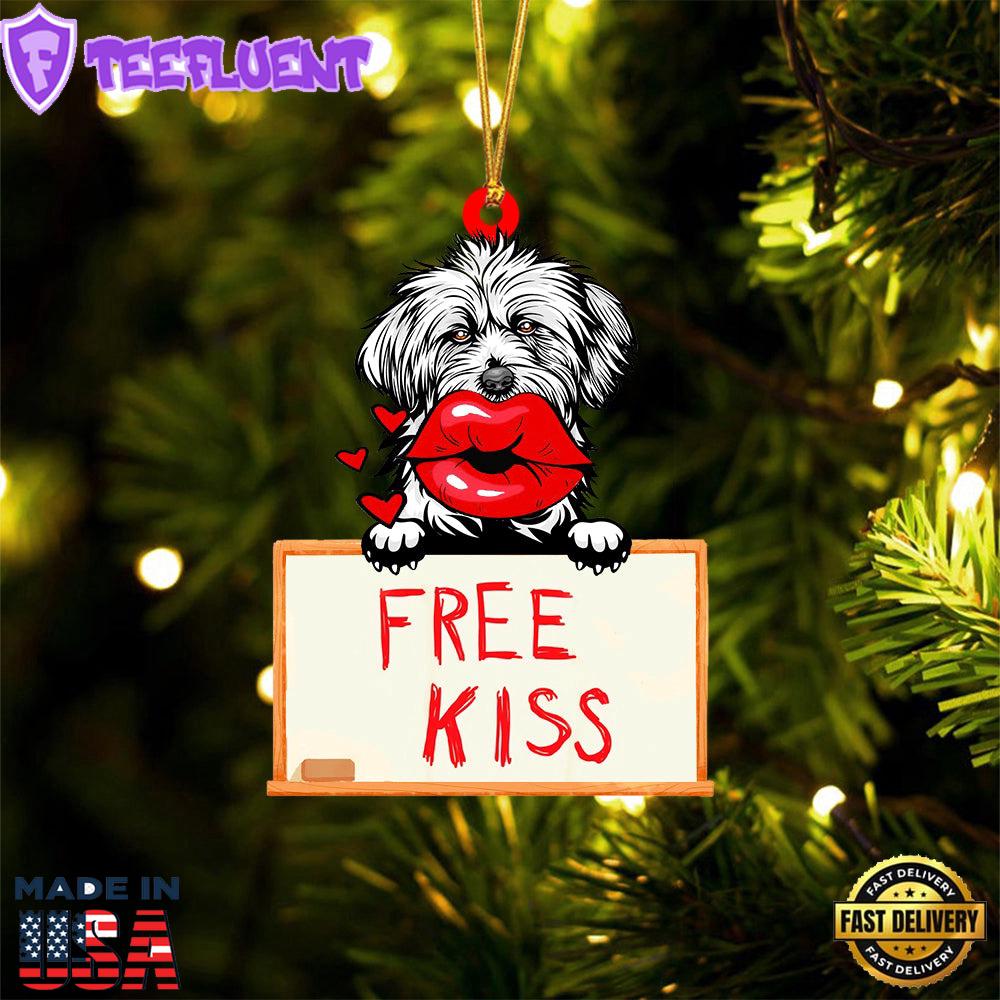 Lhasa-Apso Free Kiss Christmas Ornament, Gift For Christmas