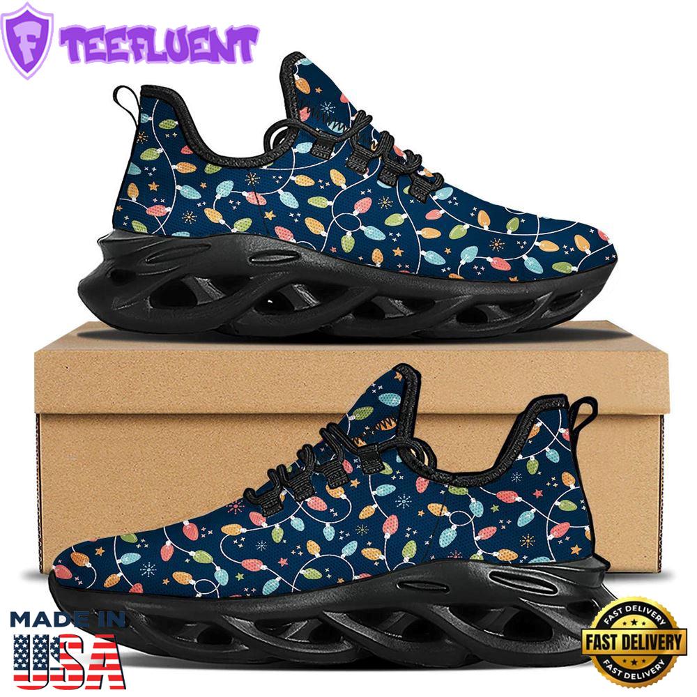Lights Merry Christmas Print Pattern Black Max Soul Shoes