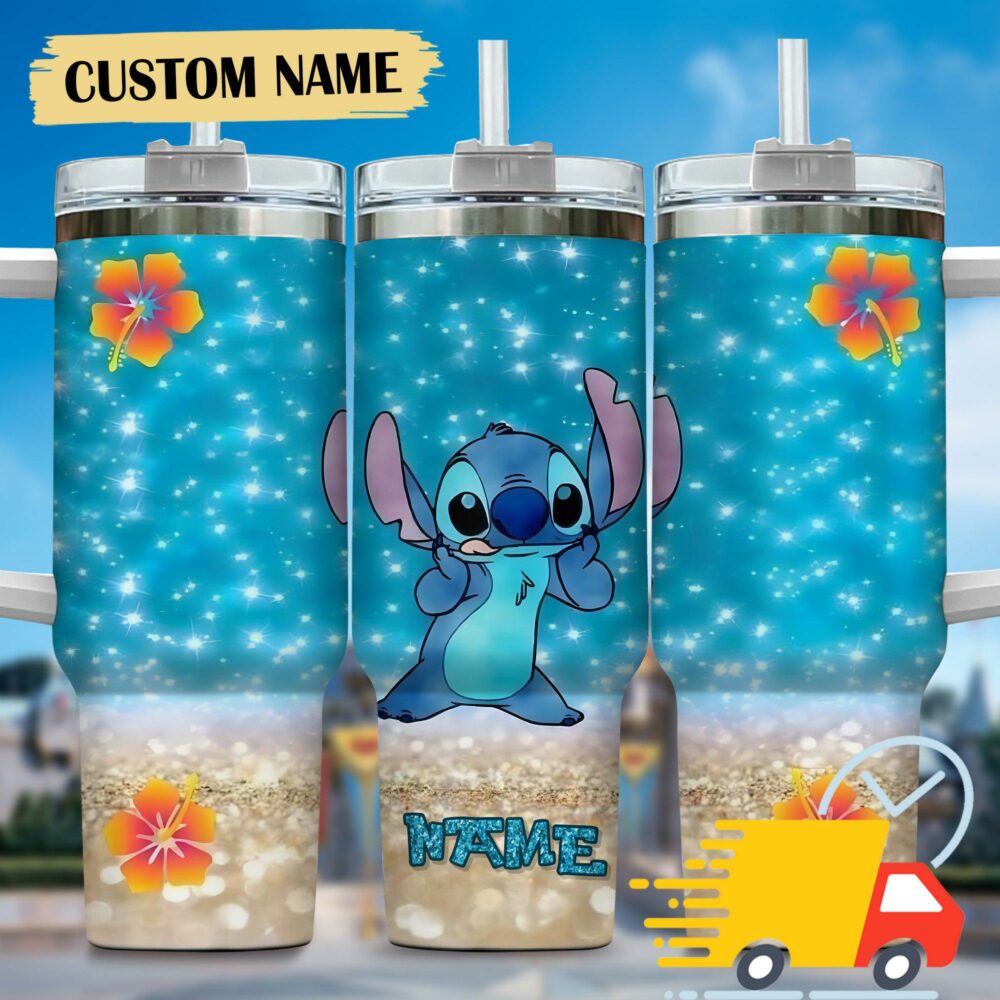 Lilo and Stitch Cartoon Custom Stanley Quencher 40oz Stainless Steel