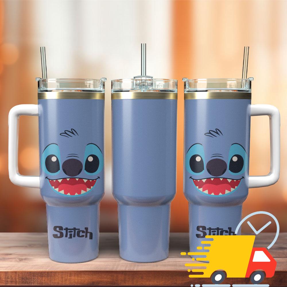 Lilo And Stitch Disney Cartoon Custom Stanley Quencher 40oz Stainless Steel Tumbler