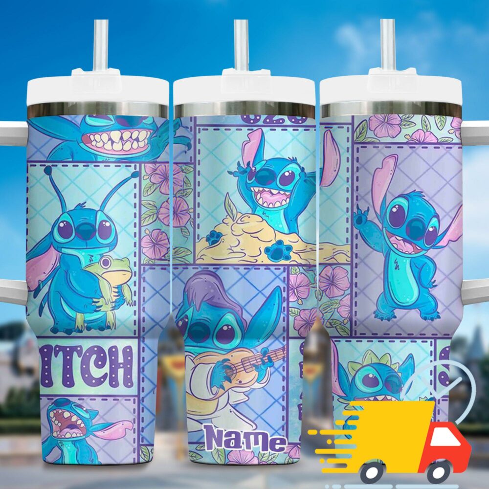 Lilo and Stitch Summer Cartoon,NFL Custom Stanley Quencher 40oz Stainless Steel Tumbler With Handle