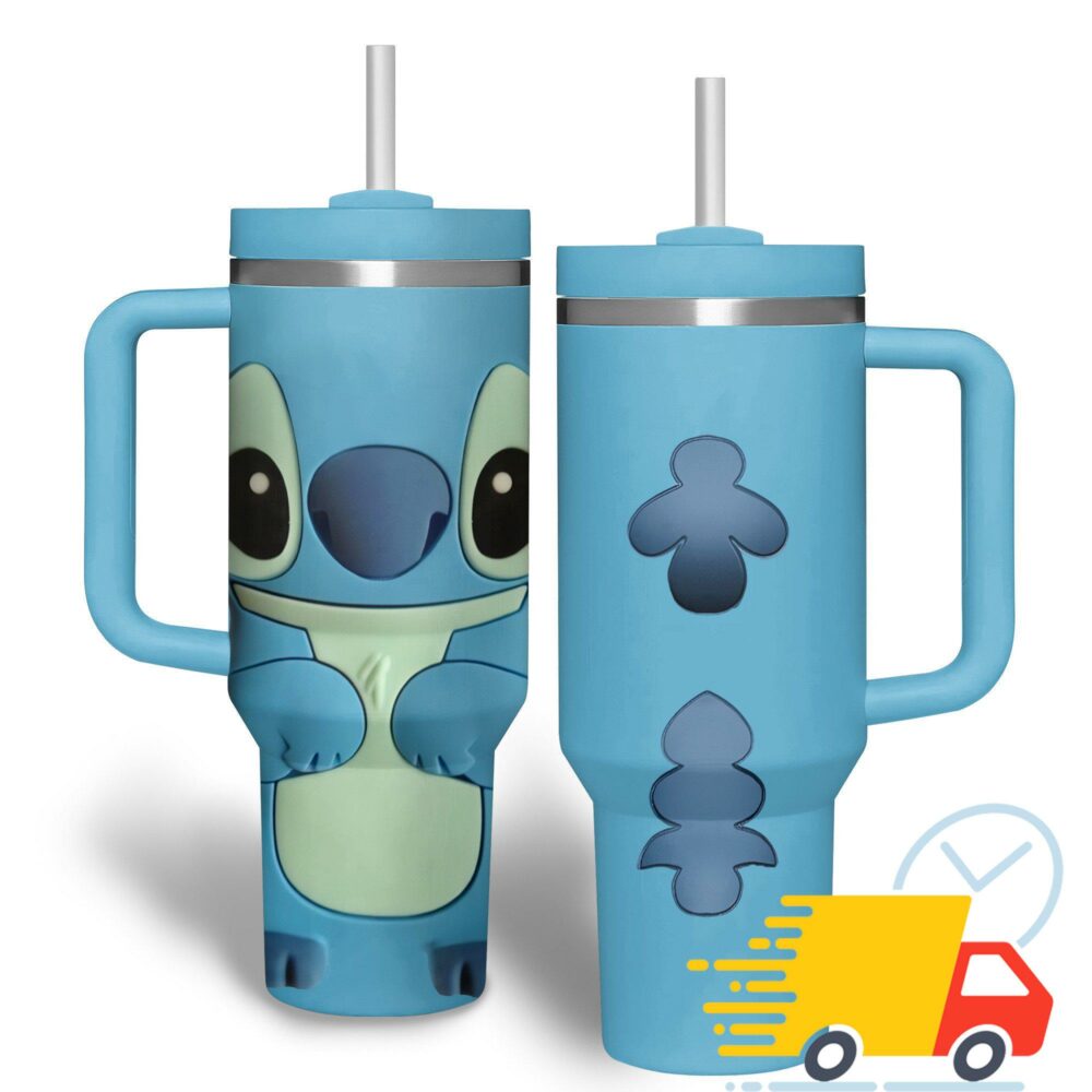 Lilo & Stitch Cartoon Custom Stanley Quencher 40oz Stainless Steel Tumbler