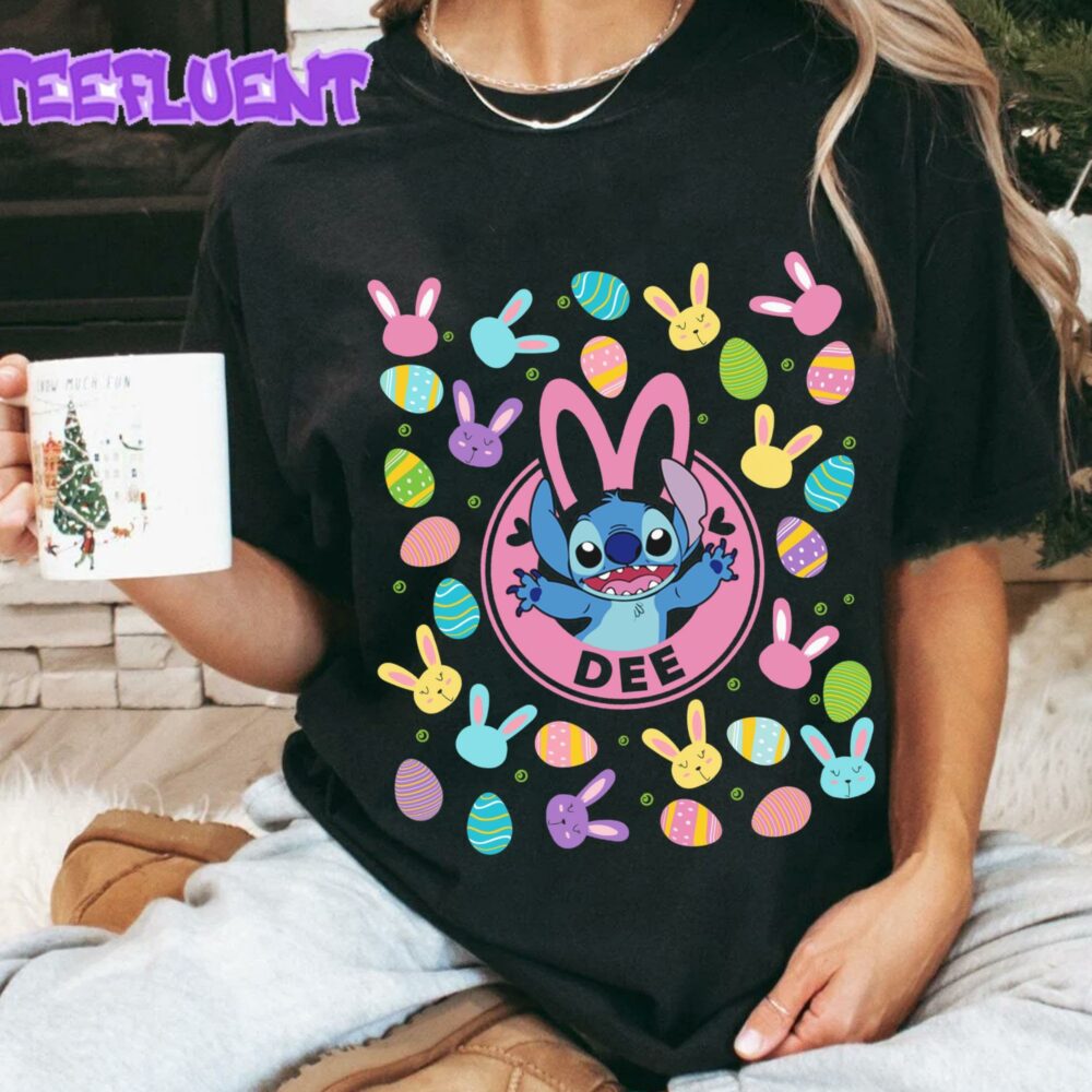 Lilo Stitch Easter Coffee Comfort Bunny Disney Cute Unique T-Shirt