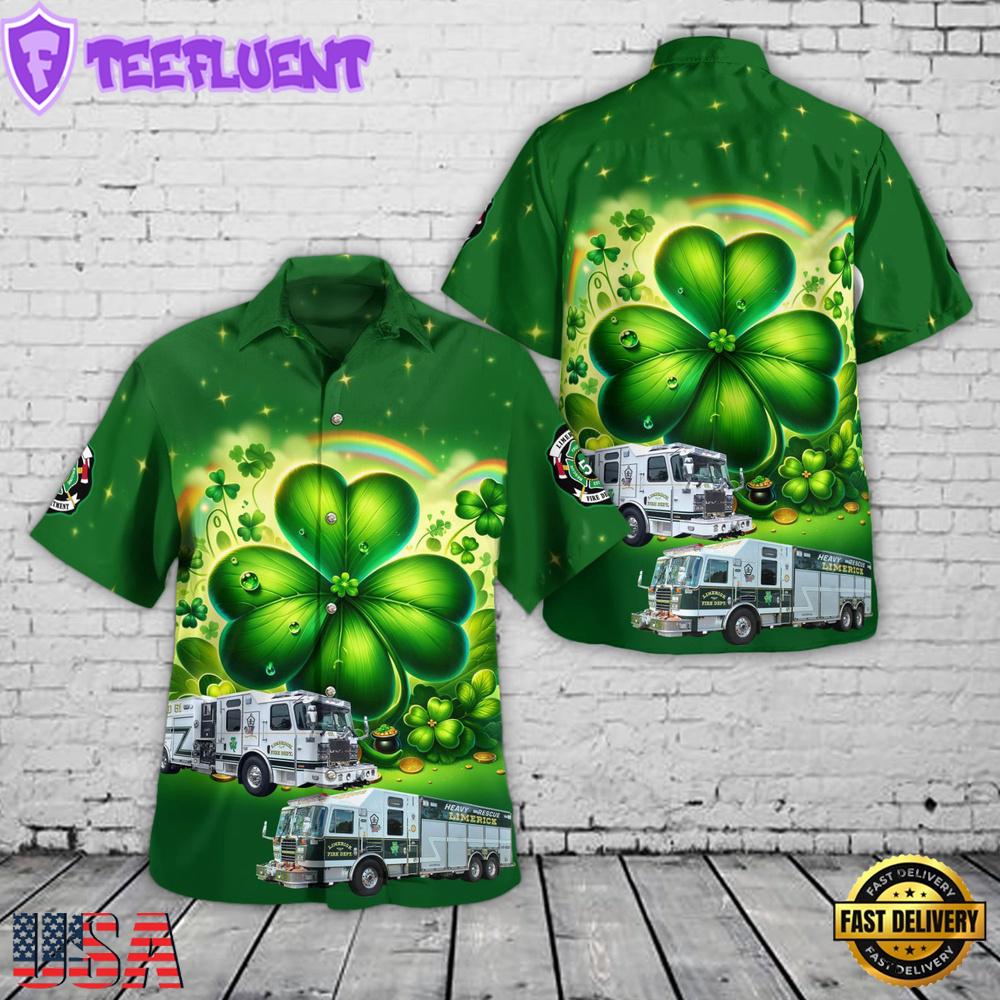 Limerick, PA, Limerick Fire Department St Patrick's Day Hawaiian Shirt