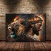 Lion And Jesus Canvas Poster Wall Art