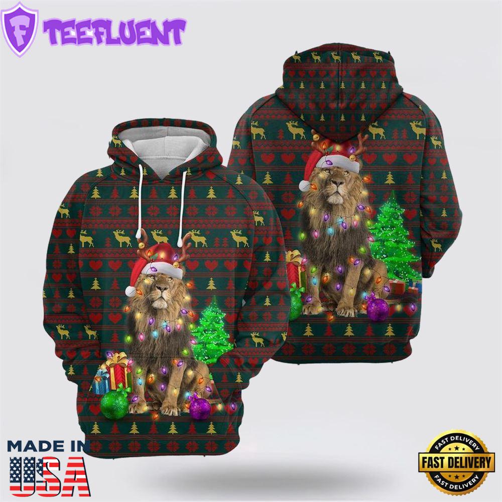 Lion Christmas Beauty All Over Print 3D Hoodie