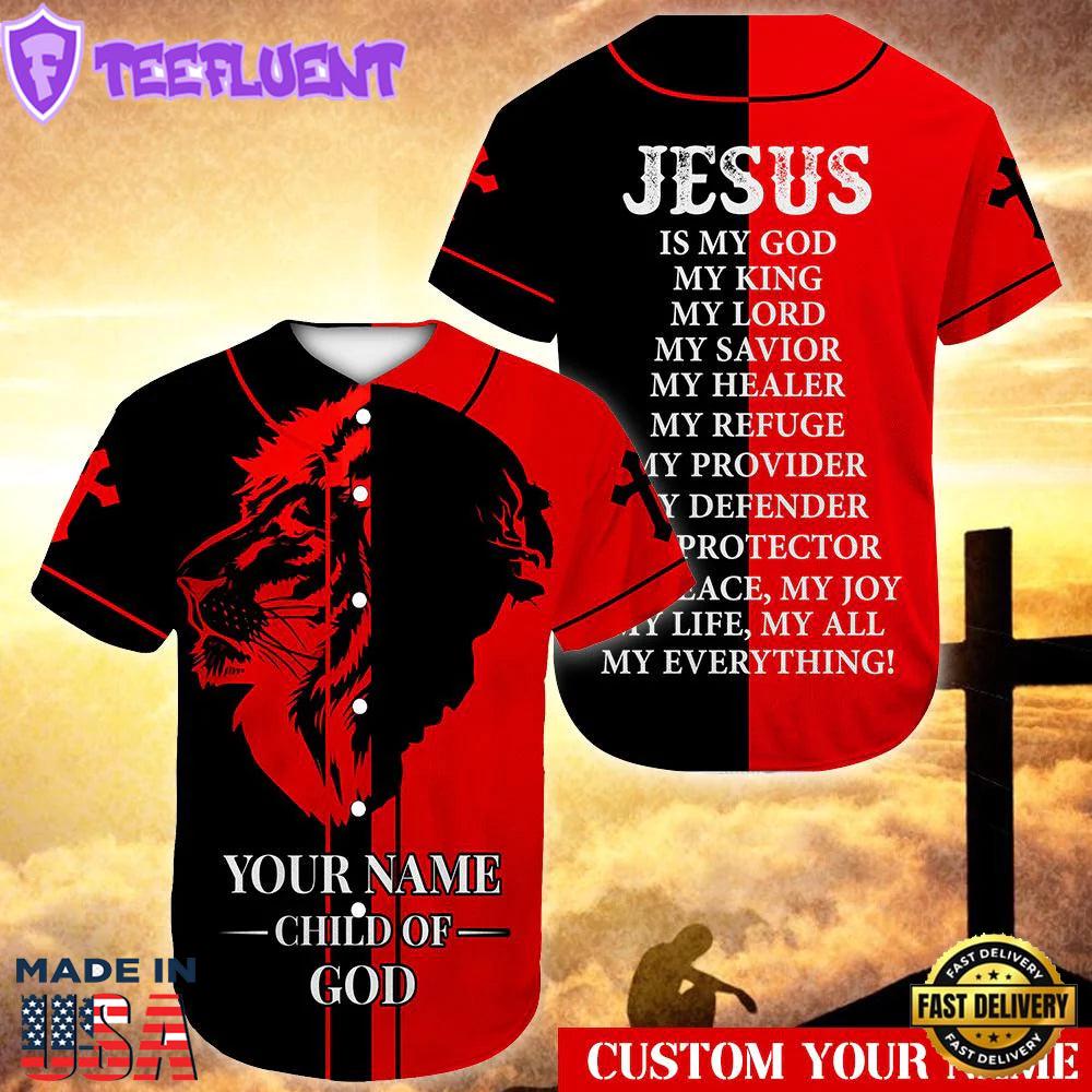 Lion God Red Black Child Of God Custom Baseball Jersey