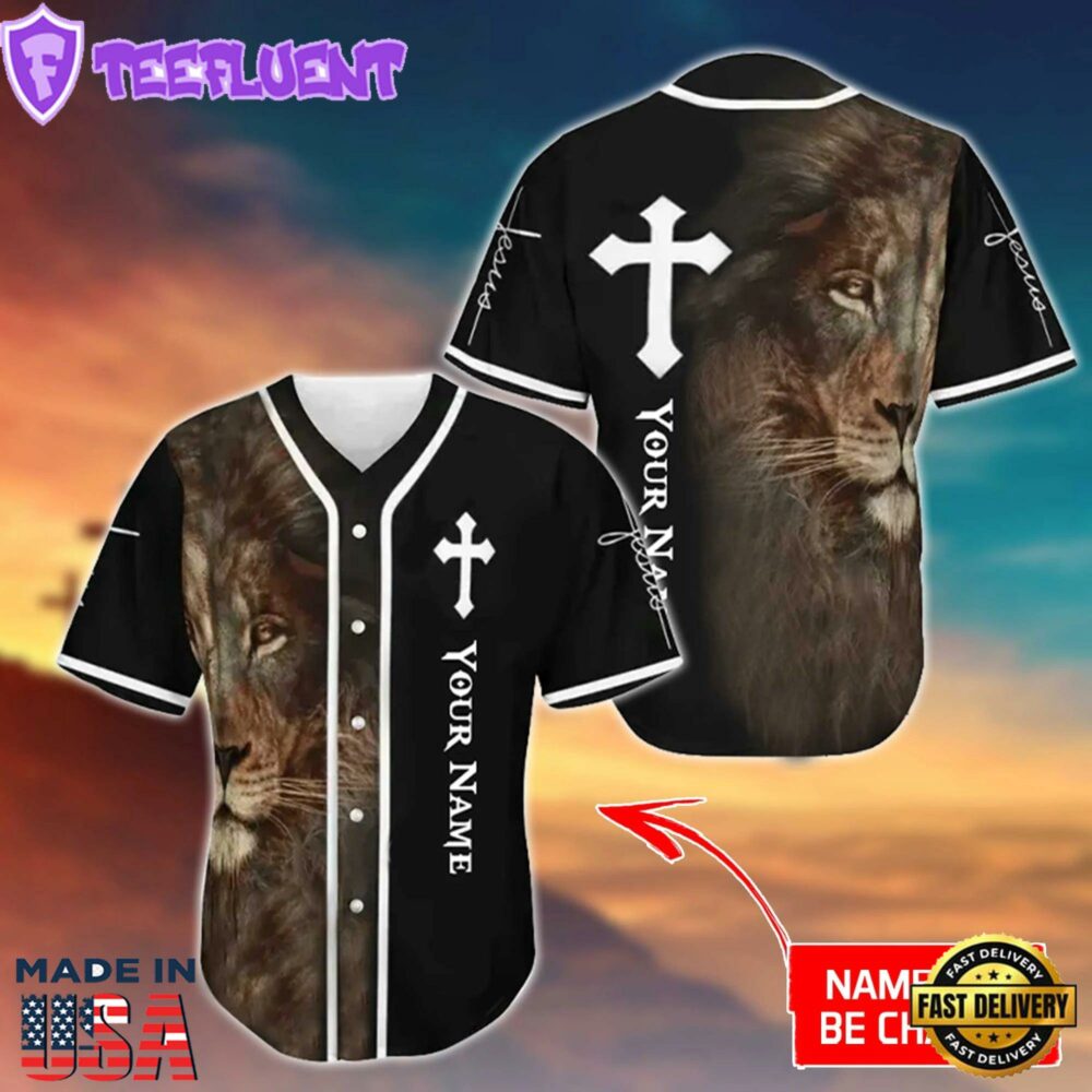Lion Jesus Cross Custom Baseball Jersey