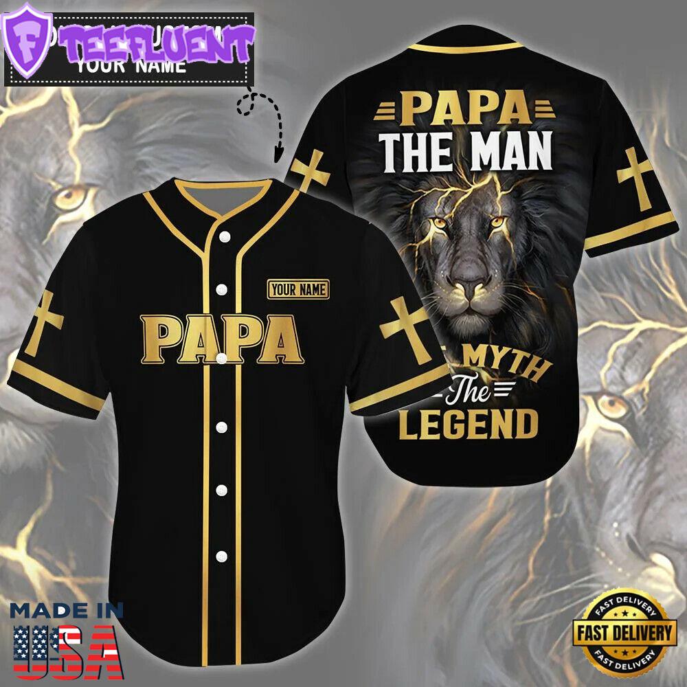 Lion Papa The Man The Legend Cross Custom Baseball Jersey