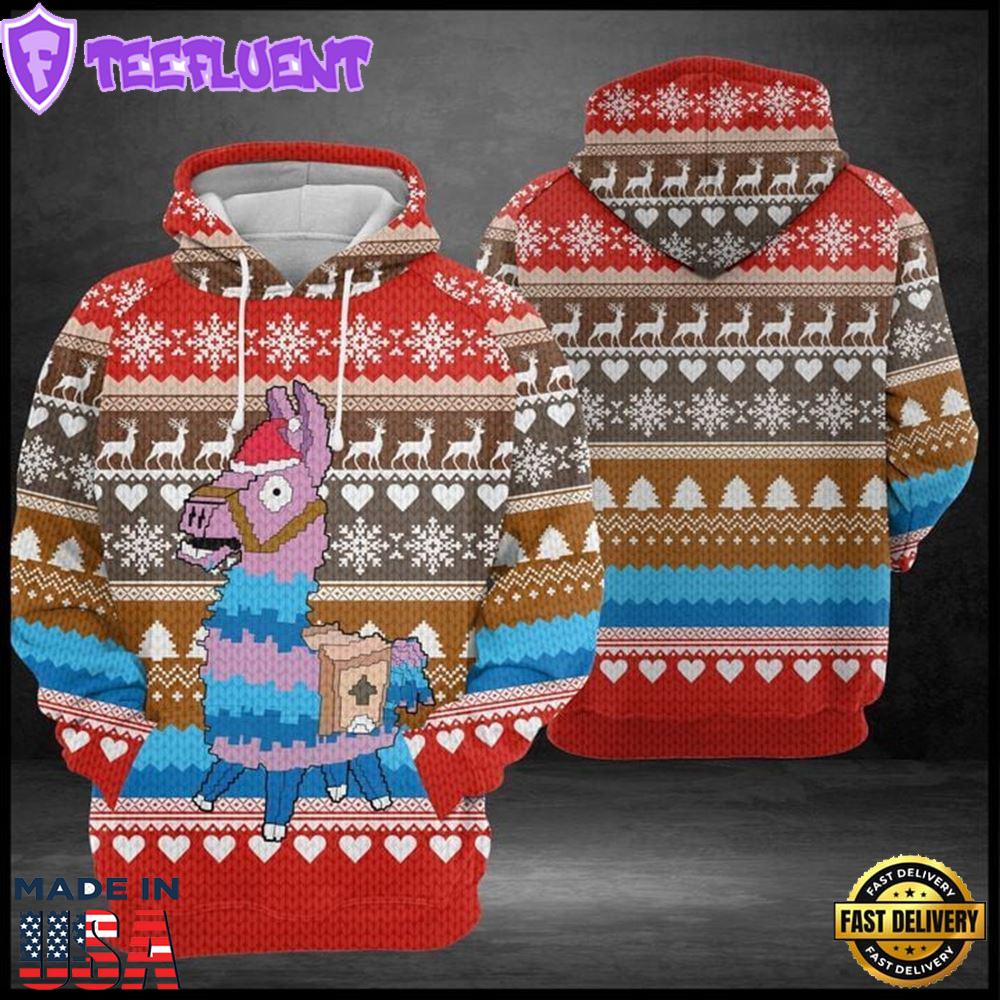 Llama Christmas All Over Print 3D Hoodie Llama Christmas All Over Print 3D Hoodie