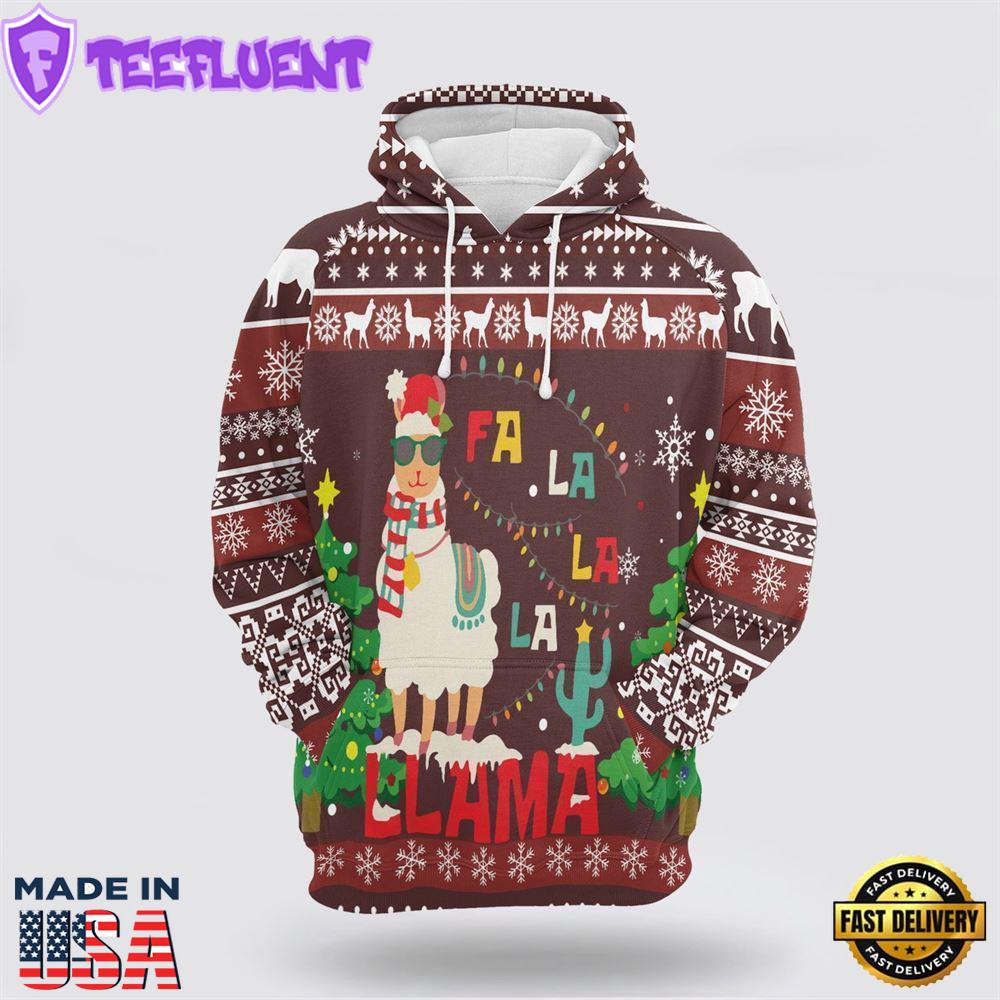 Llama Falalala Christmas All Over Print 3D Hoodie