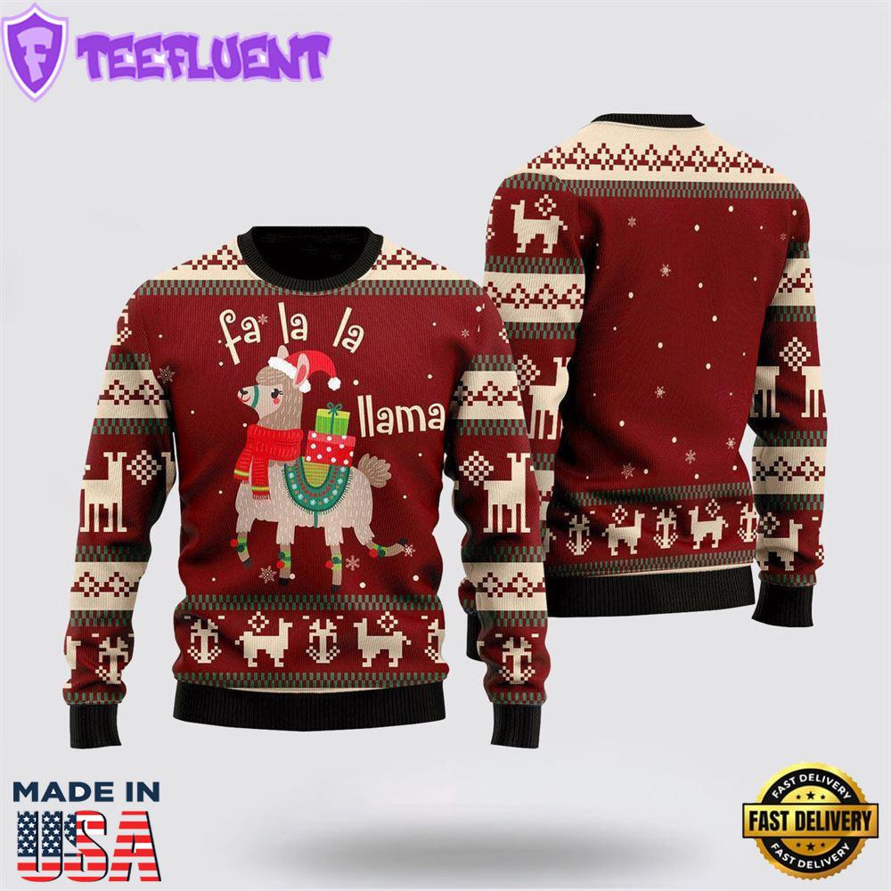 Llama Lalala Chritmas Pattern Ugly Christmas Sweater
