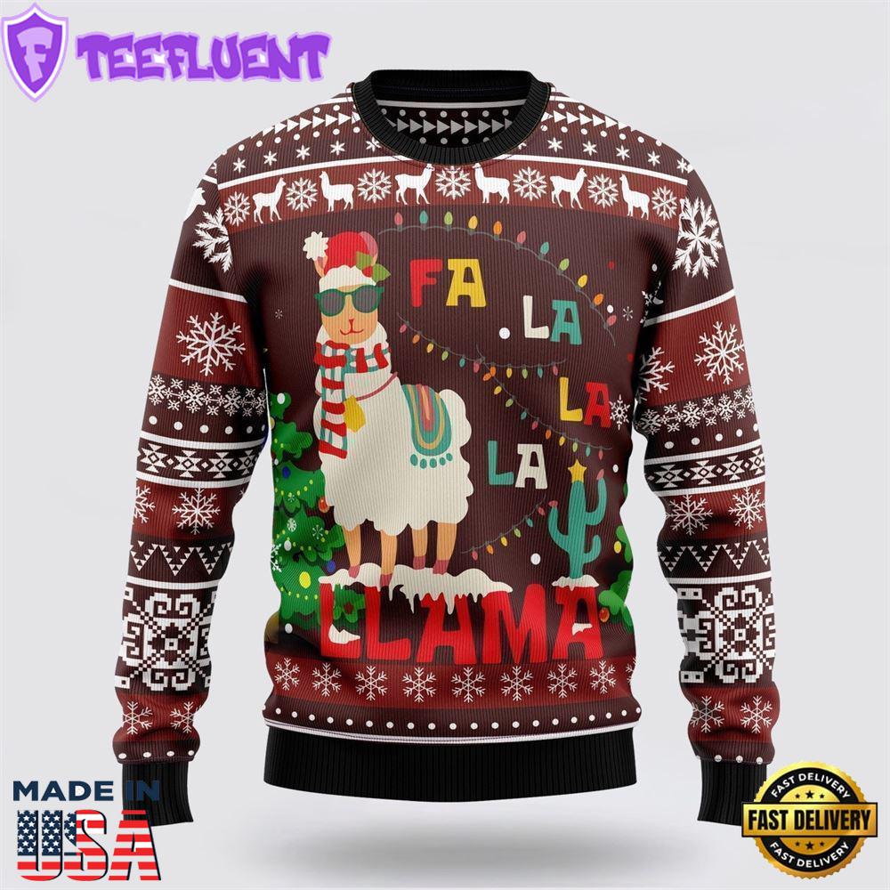 Llama Santa Falalala Ugly Christmas Sweater