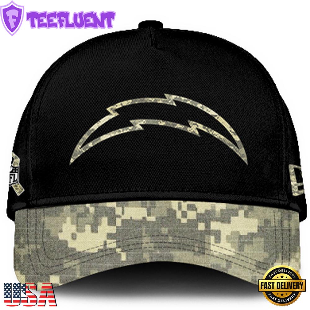 Los Angeles Chargers 2024 Salute to Service Club Black Camo Cap Gift For Veteran