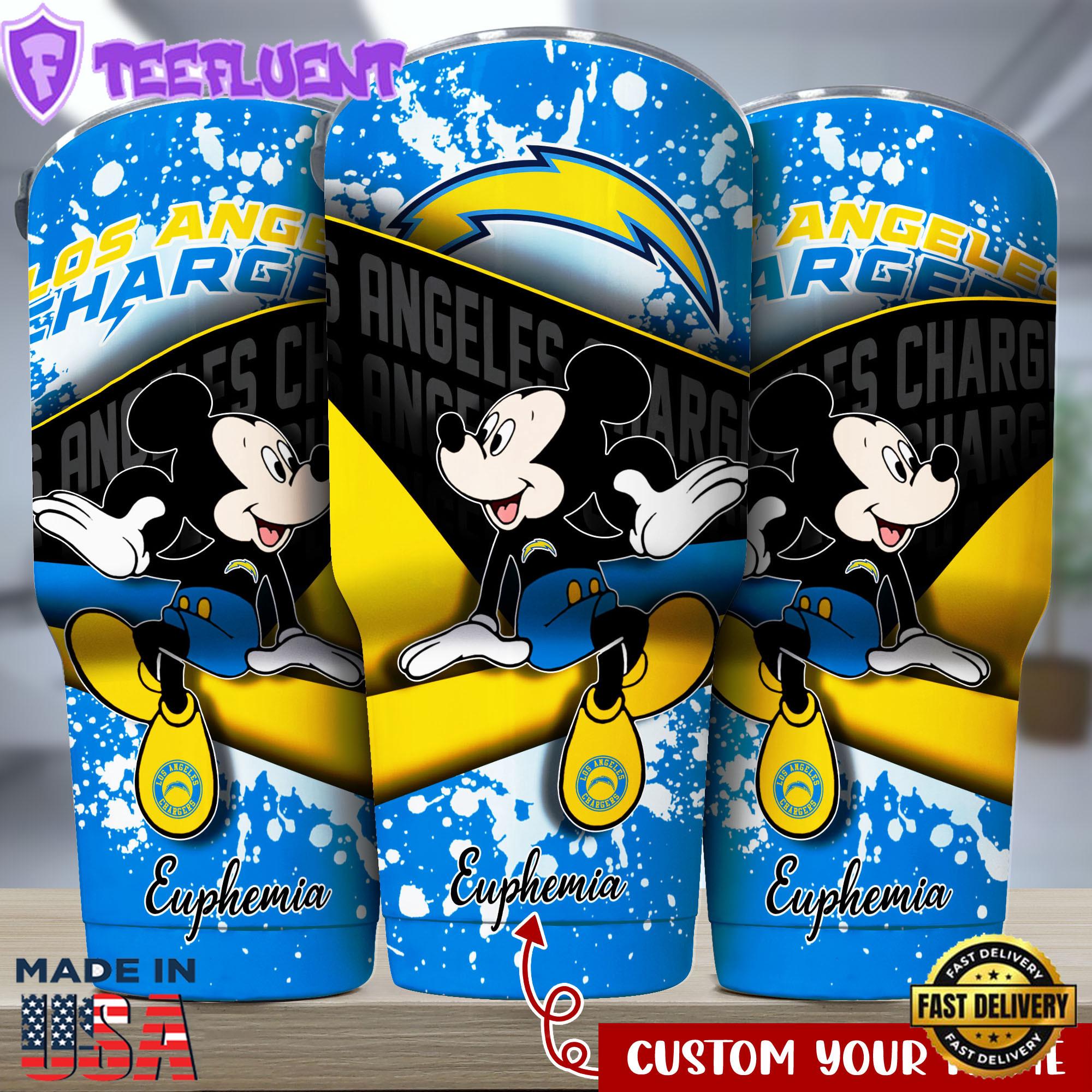 Los Angeles Chargers NFL-Custom Tumbler Mickey Mouse Style Valentine Day Los Angeles Chargers NFL-Custom Tumbler Mickey Mouse Style Valentine Day