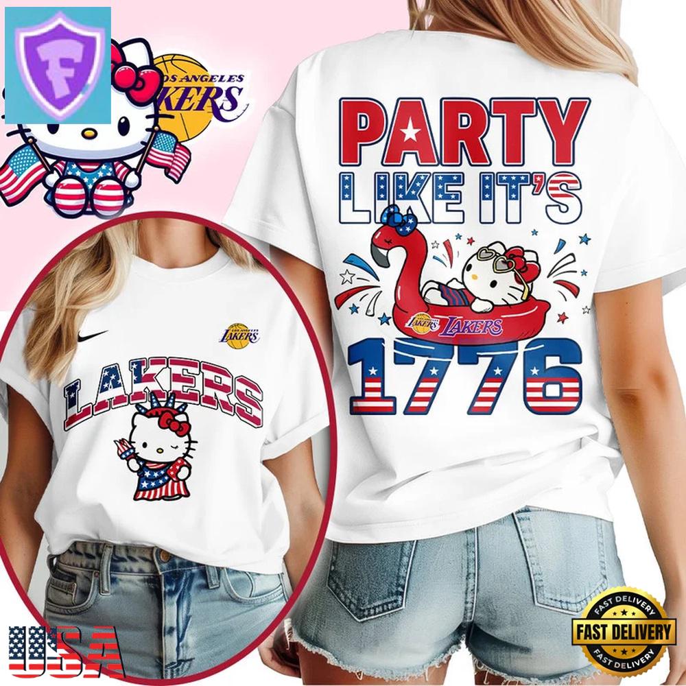 Los Angeles Lakers 2026 NBA Hello Kitty Independence Day Unisex 3D Shirt
