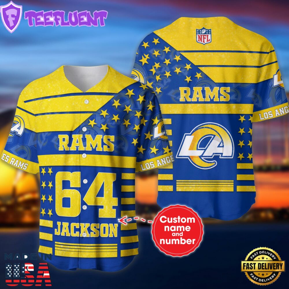 Los Angeles Rams 3D NFL Personalized Baseball Jerse Shirt For Fans