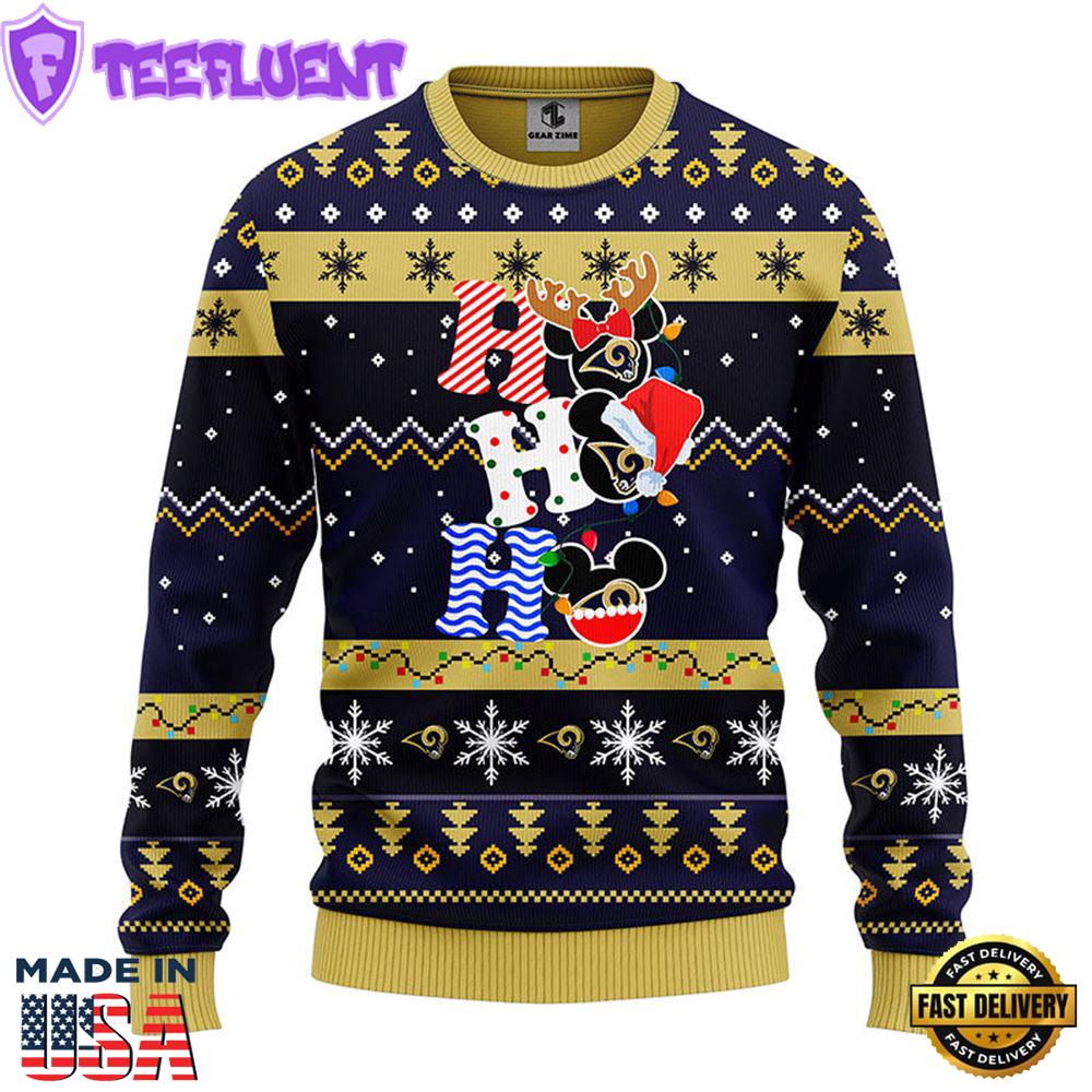 Los Angeles Rams HoHoHo Mickey Christmas Ugly Sweater