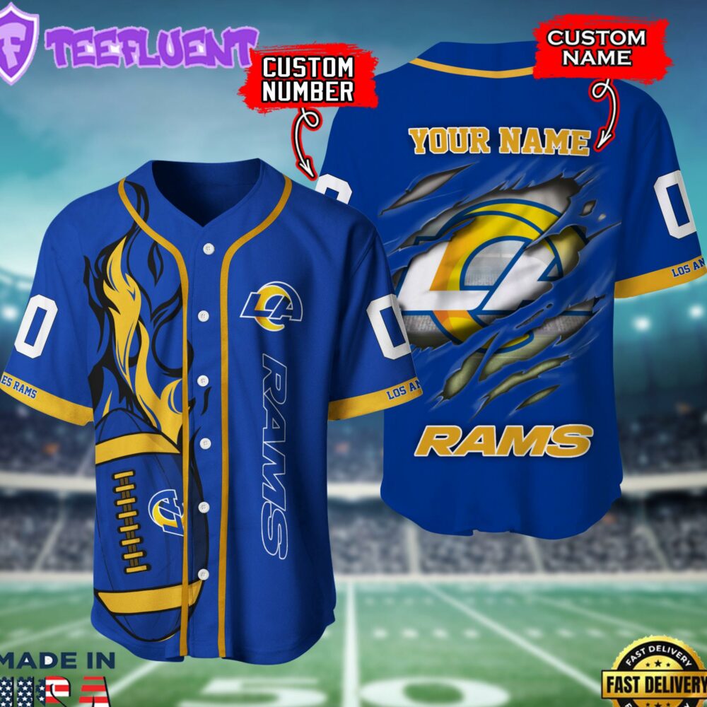 Los Angeles Rams NFL 3D Personalized Baseball Shirt For Fans