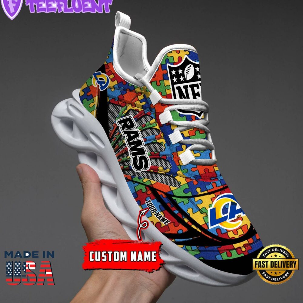 Los Angeles Rams NFL Autism Clunky Max Soul Shoes Personalized