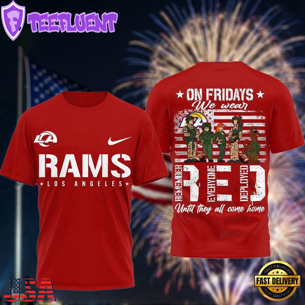 Los Angeles Rams Scooby-Doo Red Friday Military 3D T-Shirt