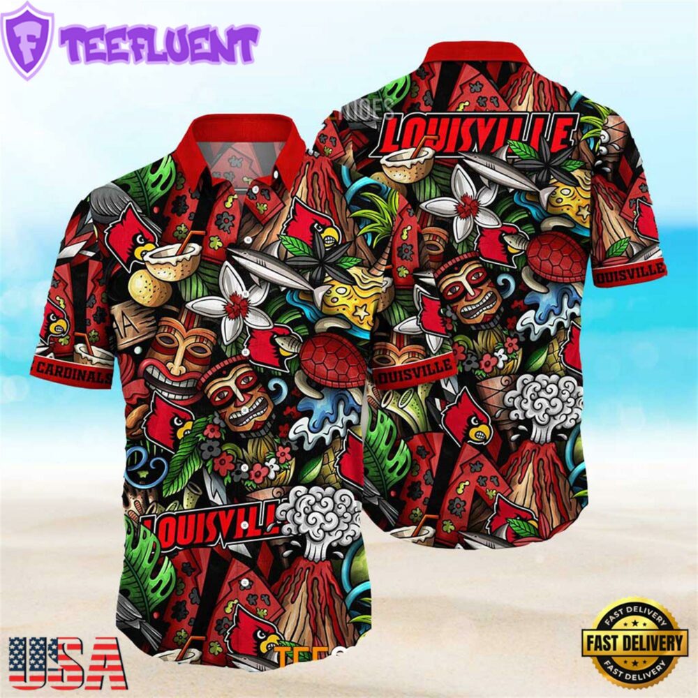 Louisville Cardinals Ncaa Mens Floral Special Design Hawaiian Shirt