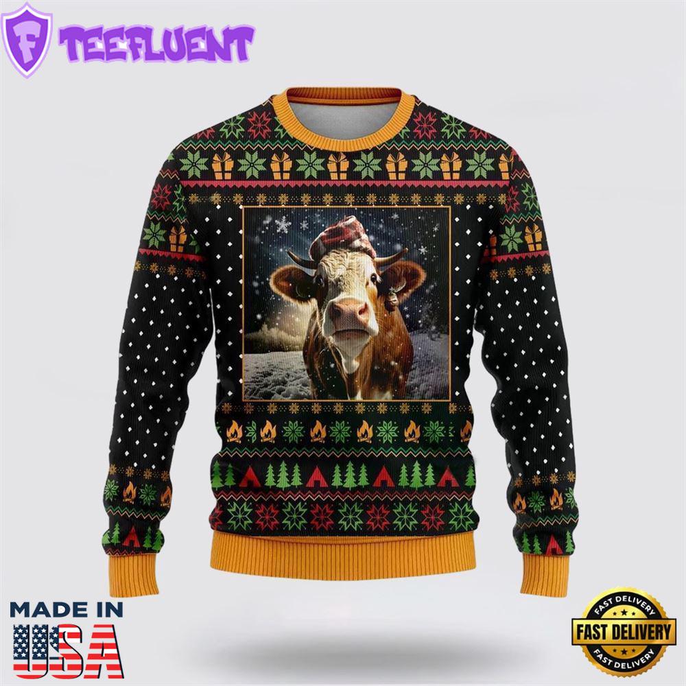 Lovely Hereford Cows Ugly Christmas Sweater