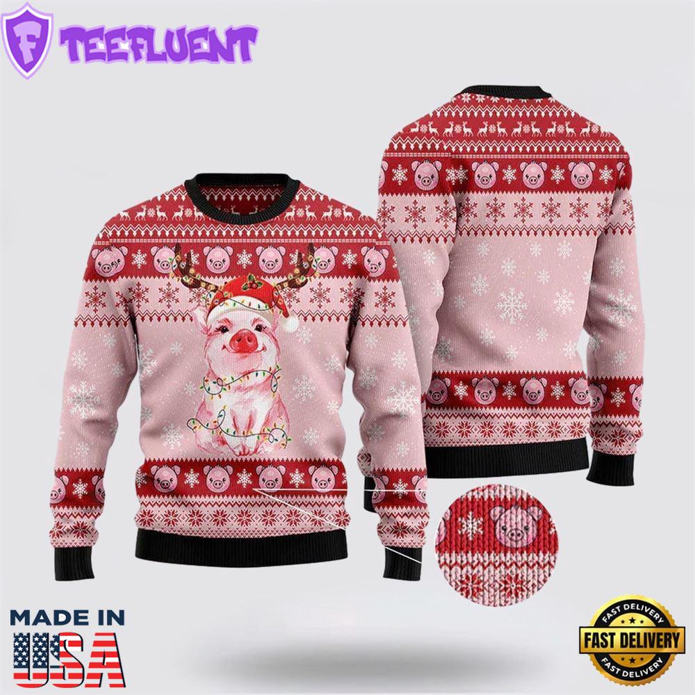 Lovely Pig Santa Ugly Christmas Sweater