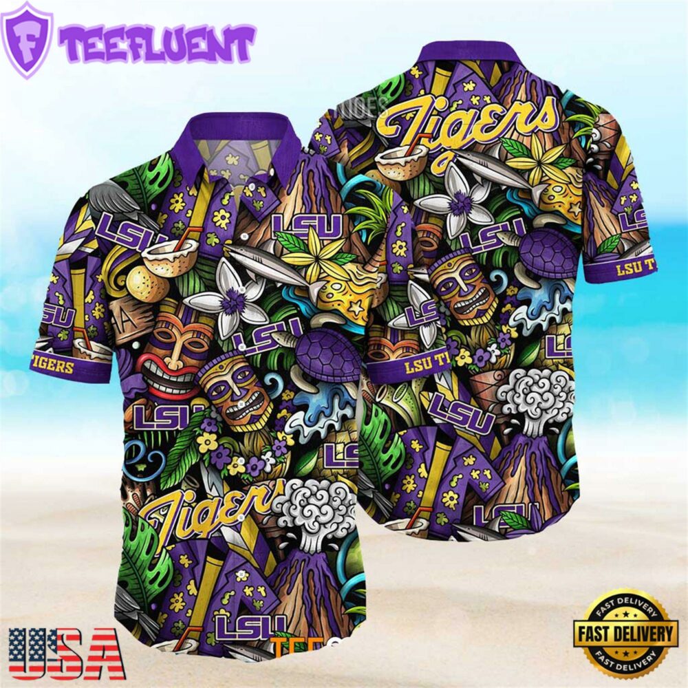 Lsu Tigers Ncaa Mens Floral Special Design Hawaiian Shirt