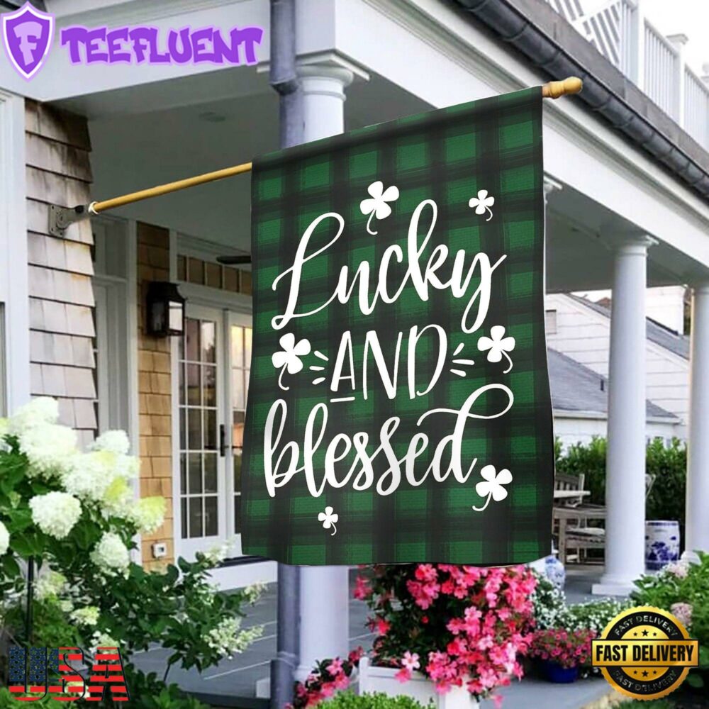 Lucky And Blessed St. Patricks Day ShamrockHouse And Garden Flag Decor