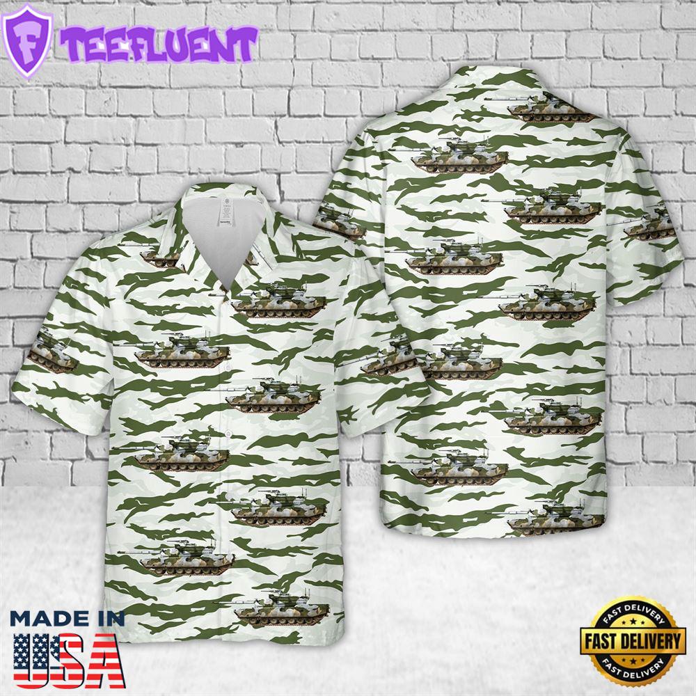 M1 Abrams MERDC “Snow, temperate, with trees & shrubs” pattern Winter Camo Christmas Hawaiian Shirt