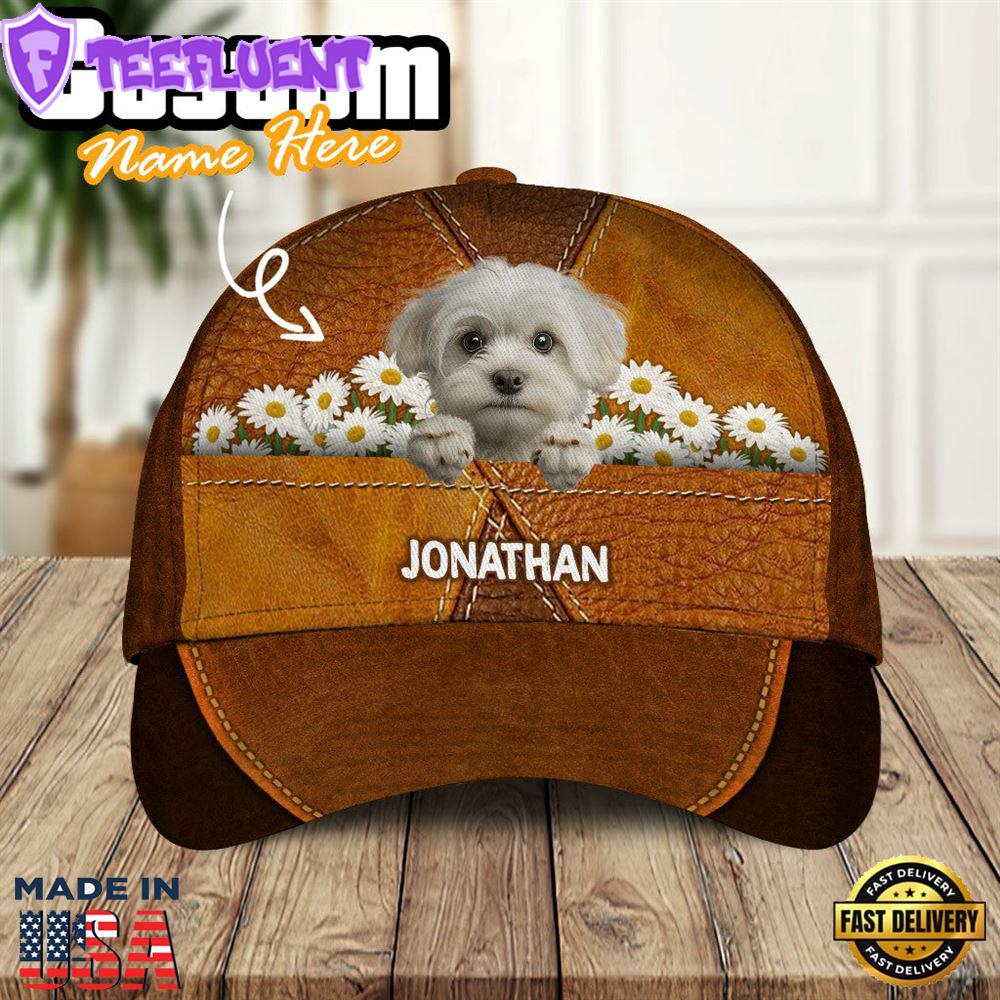 Maltese Dog Daisy Flower Garden 3D Cap