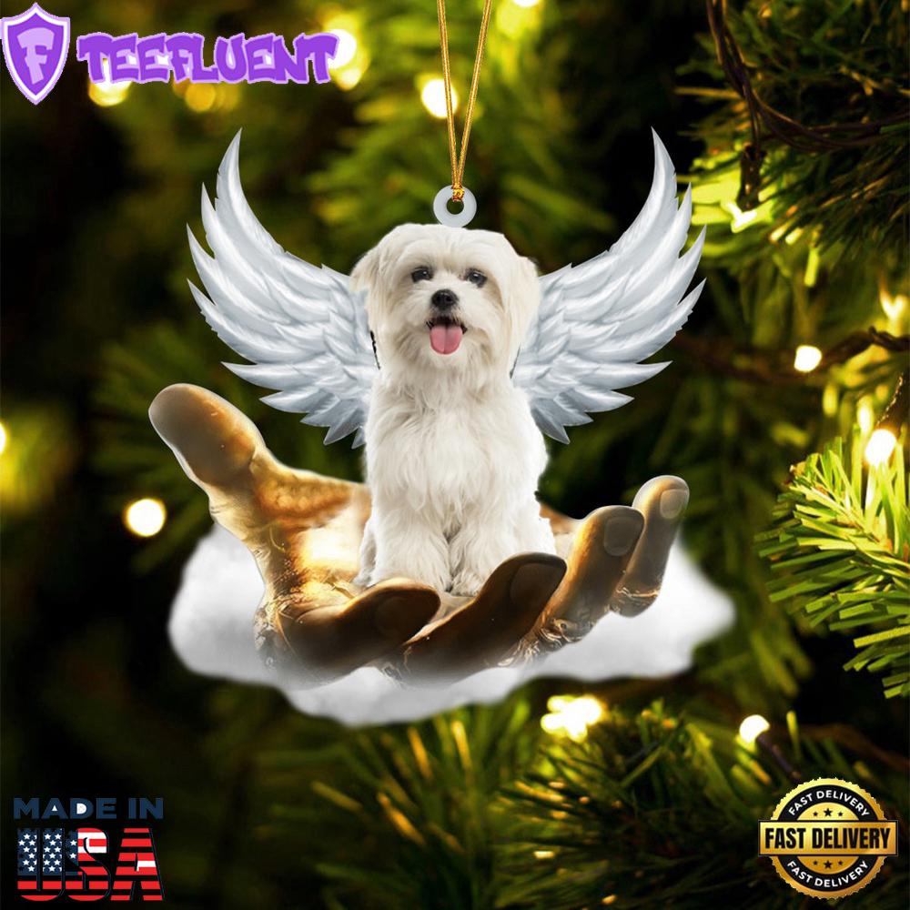 Maltese On The Hands Of Jesus Ornament, Gift For Christmas