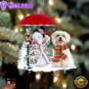 Maltese With Snowman Christmas Ornament, Gift For Christmas