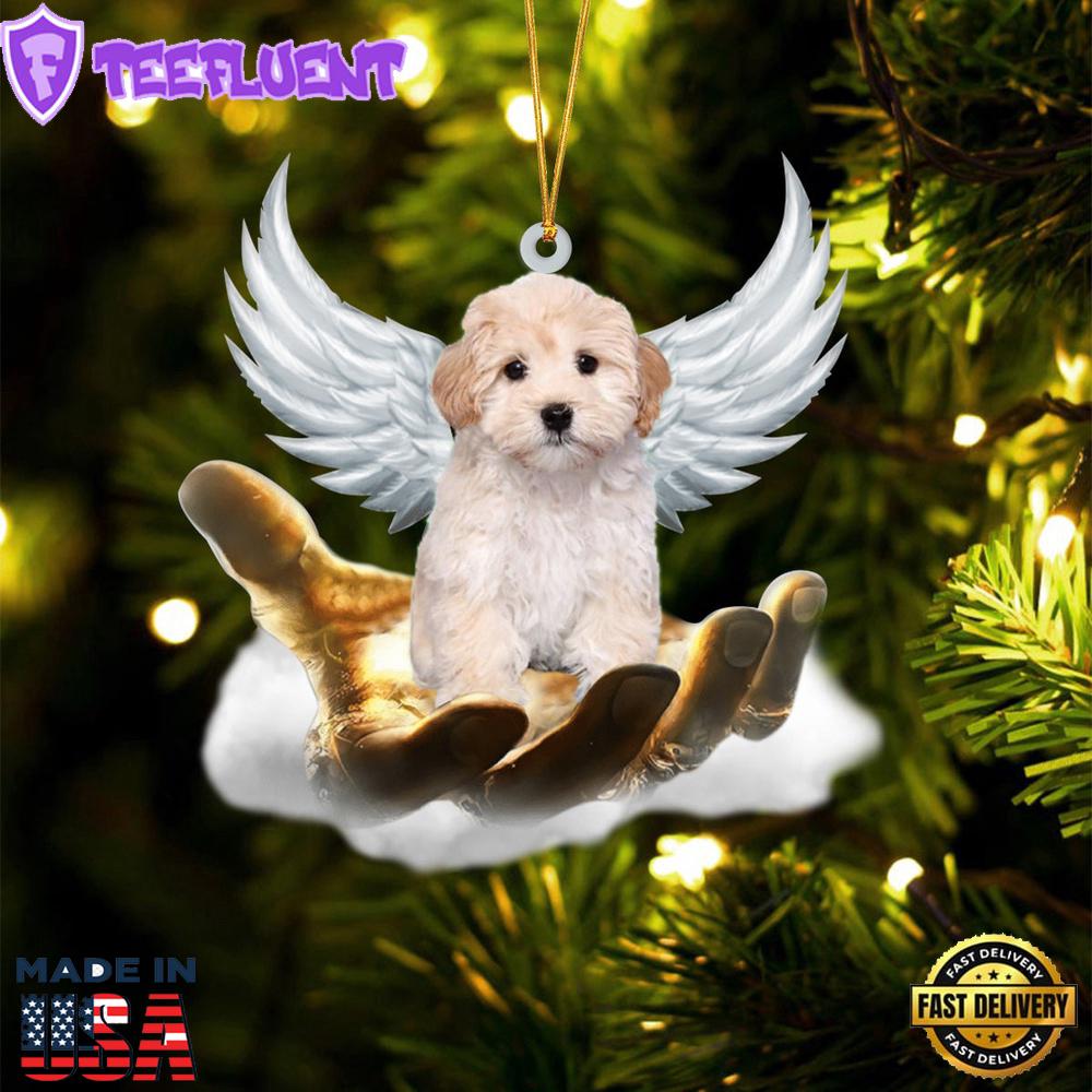 Maltipoo On The Hands Of Jesus Ornament, Gift For Christmas