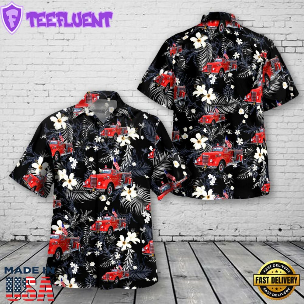Marion County, Indiana, Warren Township Fire Department, Big Red #4 1947 IH Fire Truck Hawaiian Shirt
