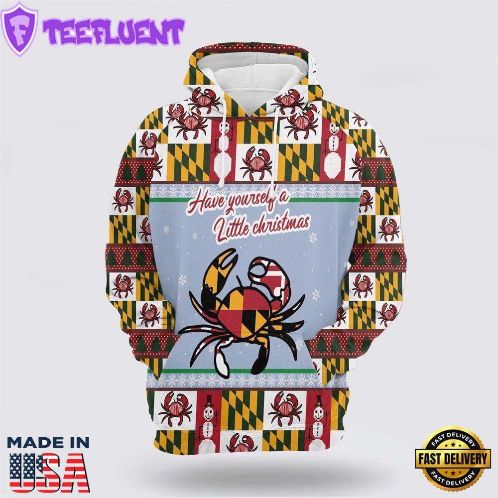 Maryland Symbols Christmas All Over Print 3D Hoodie
