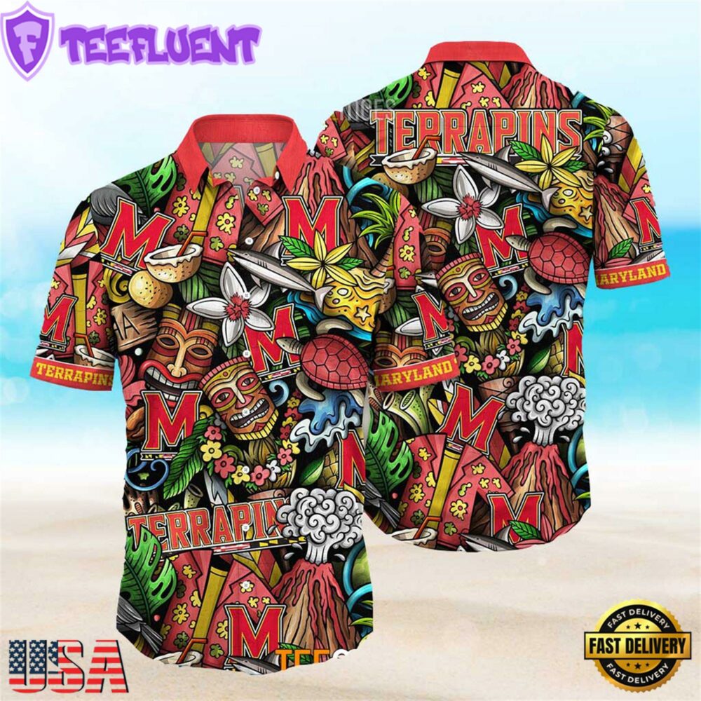 Maryland Terrapins Ncaa Mens Floral Special Design Hawaiian Shirt