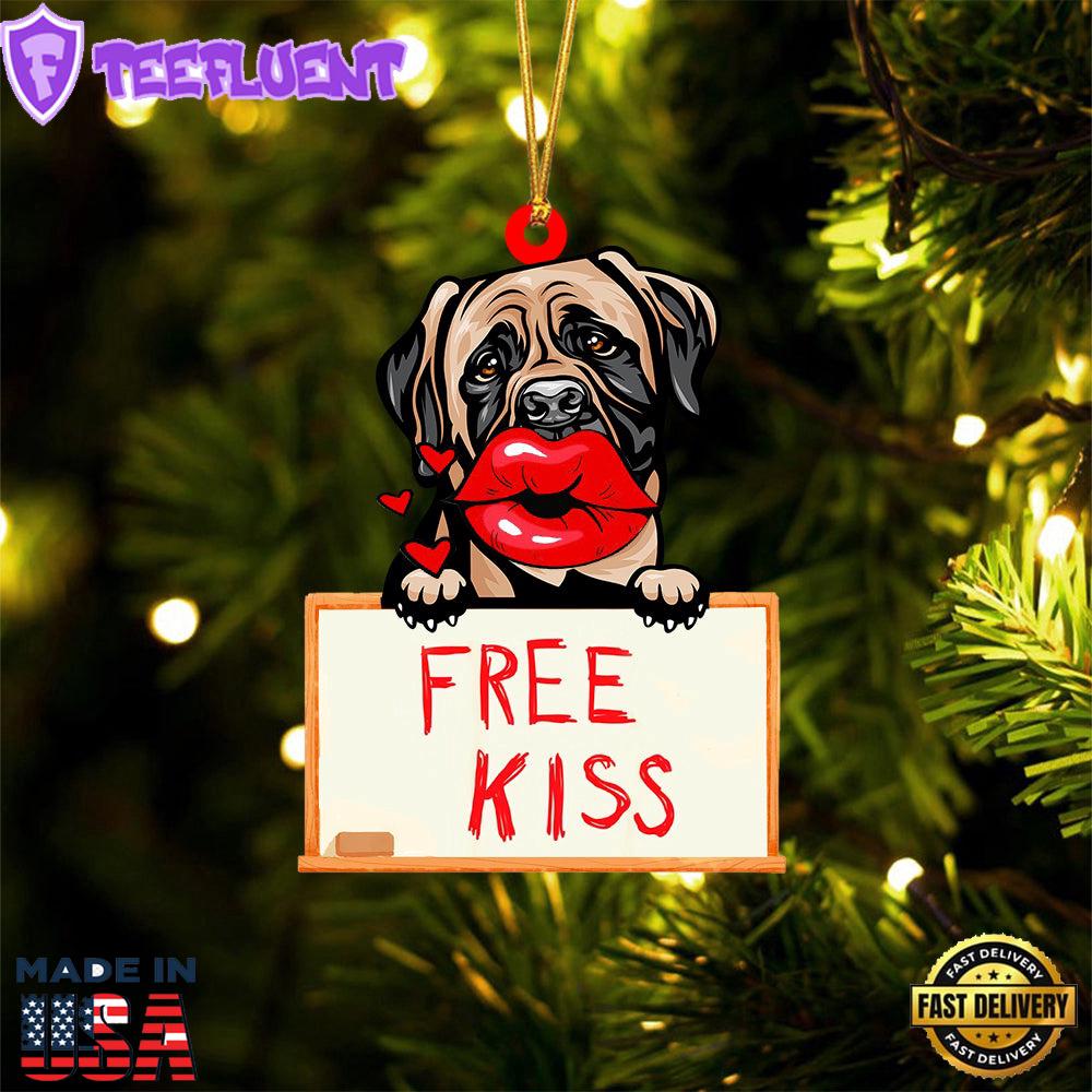 Mastiff Free Kiss Christmas Ornament, Gift For Christmas