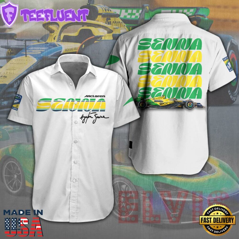 McLaren x Ayrton Senna Short Sleeve Dress Shirt For Fans