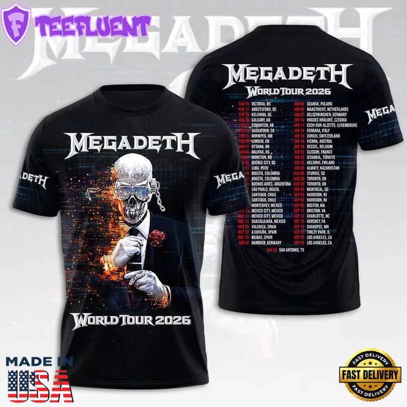 Megadeth Band World Tour 2026 3D Shirt